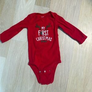 My First Christmas Ling Sleeve Onesie 12 Months